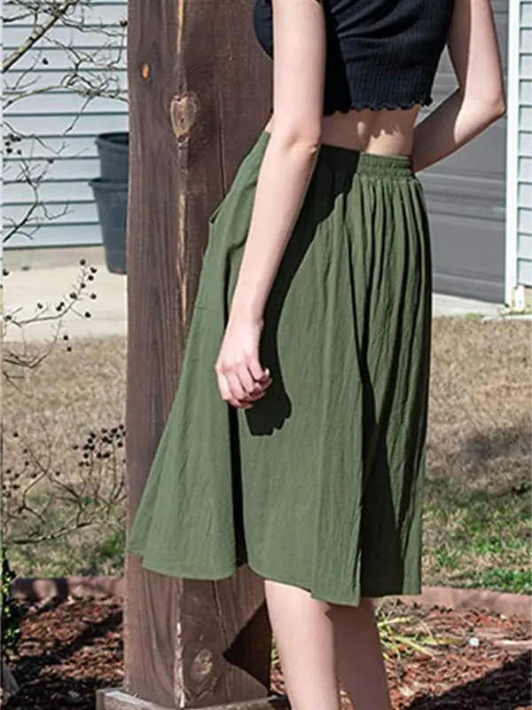 Women's Casual Button High Waist Skirt