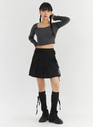 Wrap Pleated Mini Skirt CO330